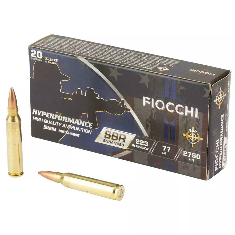 FIOCCHI HYPR SBR 223REM 77GR Ammunition - 20 Rounds per Box, 200 Rounds per Case