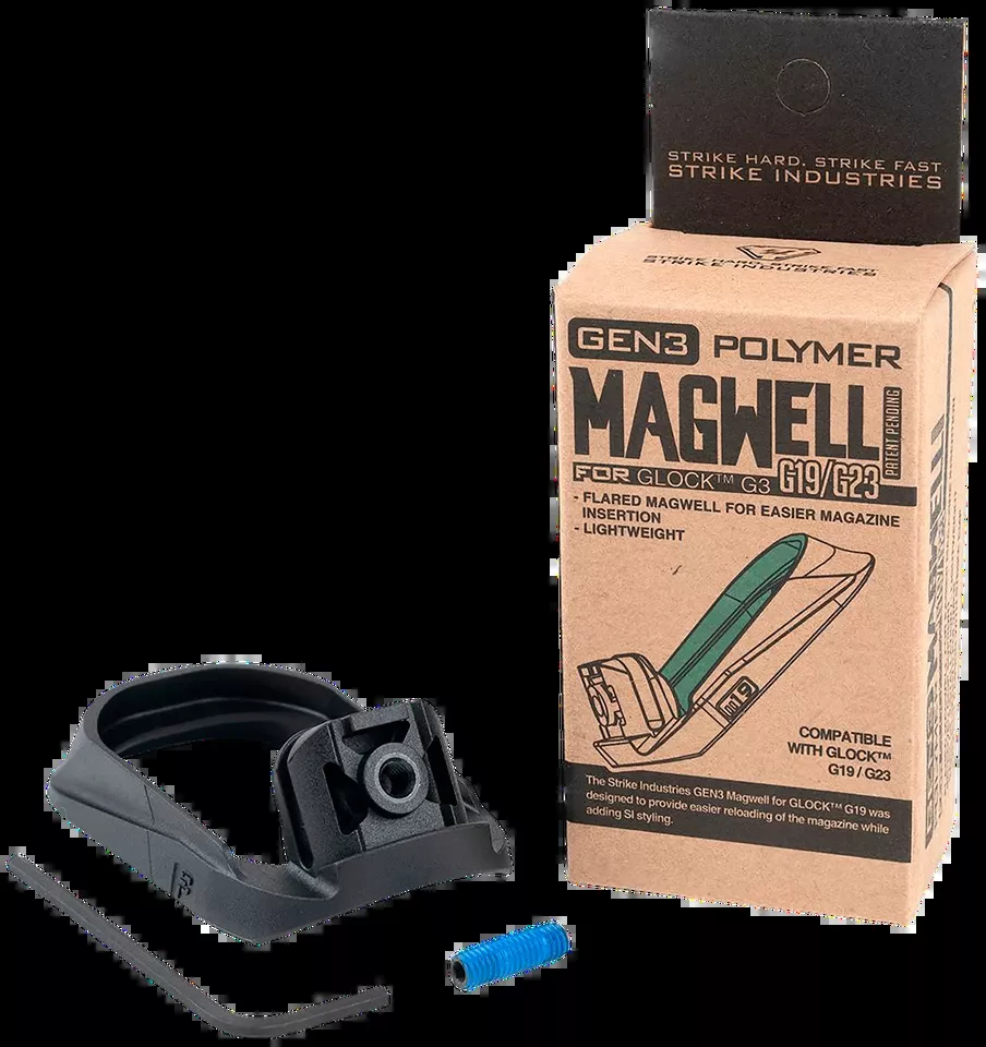 Flared Magwell for Gen 3 Glock 19/23 - Strike Industries G3MAGWELL19 Black Polymer