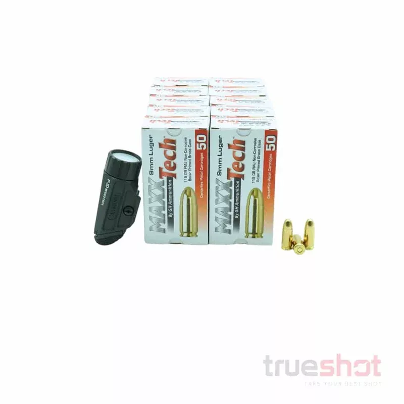 FLASHLIGHT DEAL: Black Holosun P.ID Pistol Light and 500 Rounds of Ammo