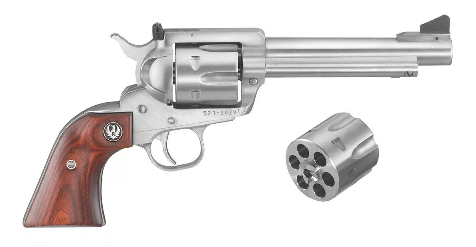 "Flattop 357/9mm Stainless Steel with Wood 5.5" Adjustable Sight"