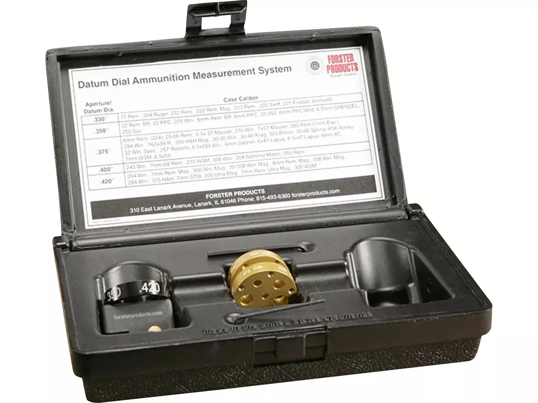 Forster Datum Dial Ammunition Measurement System Complete Kitin Storage Box
