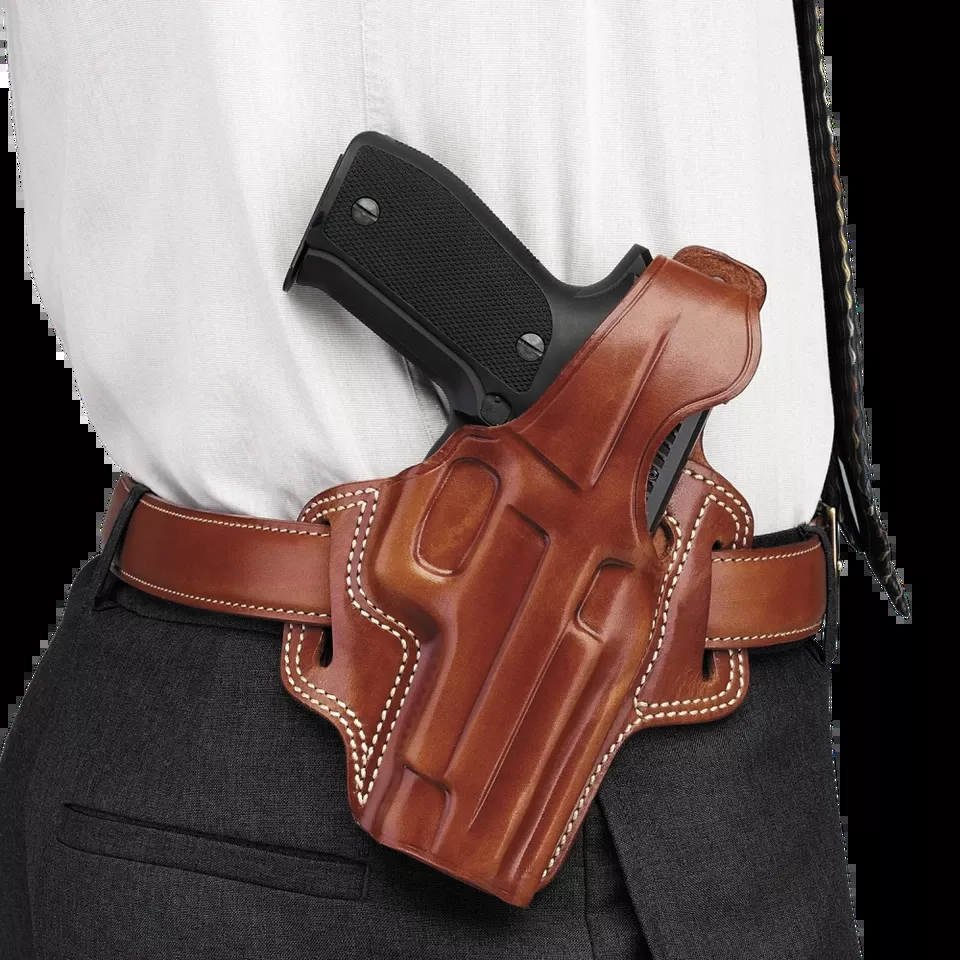 Galco FL114 Fletch Tan Leather OWB Belt Slide Holster for S&W K Frame & Ruger Security-Six, Right Handed