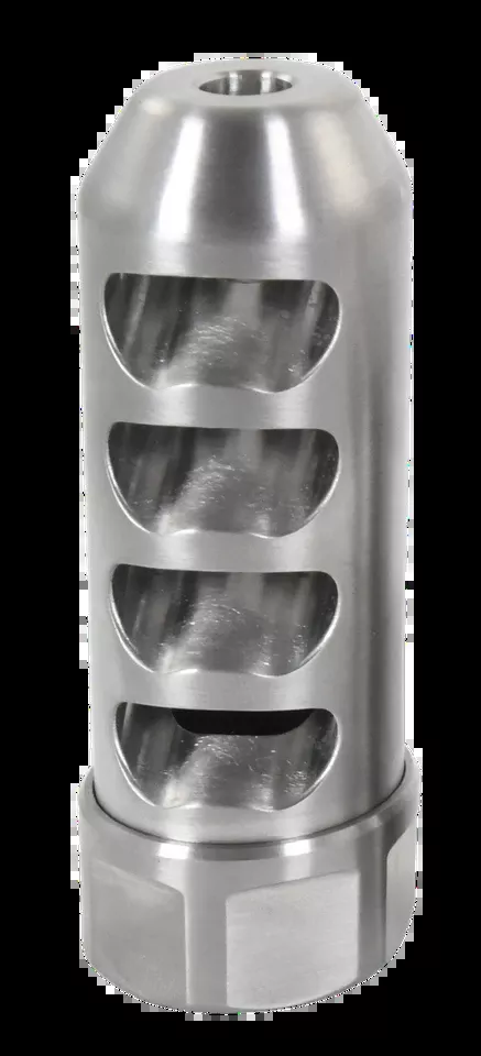 Gen 2 Fat Bastard Self Timing Brake for 338 Cal Rifle, Stainless Steel, 5/8"-24 tpi Threads