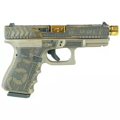Glock 19 Gen 3 9mm Luger Pistol 4.02″ Threaded Barrel 15+1 Round Revolution-Colonial Brown with Gold Barrel