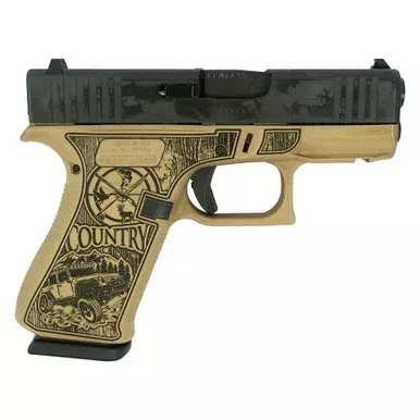 Glock 43x 9mm Luger Pistol 3.4″ Barrel 10+1 Round Custom Country Design Sand Cerakote Grip
