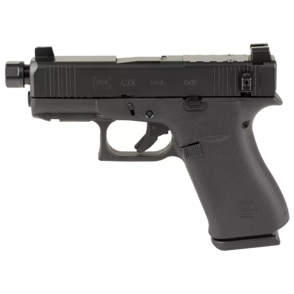 GLOCK 43X Hush Puppy 9mm 10rd 3.92" TB Black