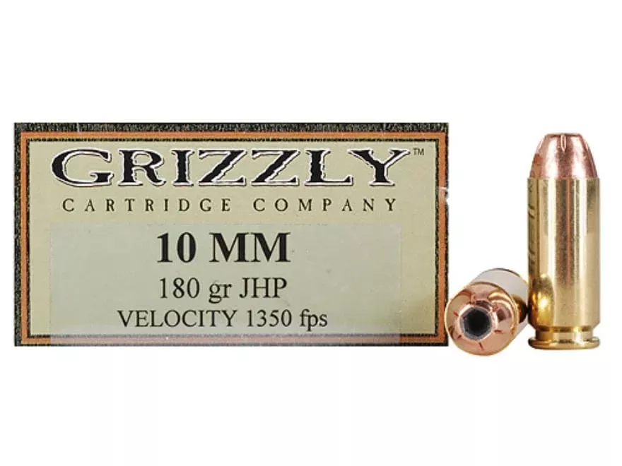 Grizzly Cartridge High Performance Handgun 10mm Auto Ammo 180 Grain Jacketed Hollow Point Box of 20
