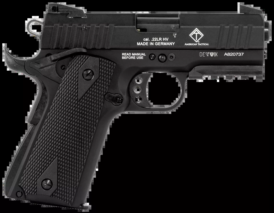 GSG GERG2210GSG9CA 22 LR Pistol, 10+1 Capacity, 3.40" Black Steel Barrel, Zinc Alloy Frame with Picatinny Rail, Black Polymer Grip