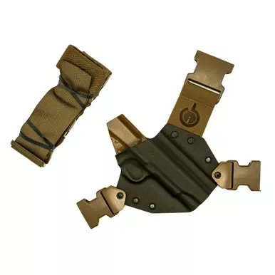 GunfightersINC Kenai Chest Holster | Kydex Shell | Nylon Harness | Fits 5″ 1911 Government Models (No Rail) | Gray Shell | Coyote Brown Harness | Right Hand | KN-1911G-040221