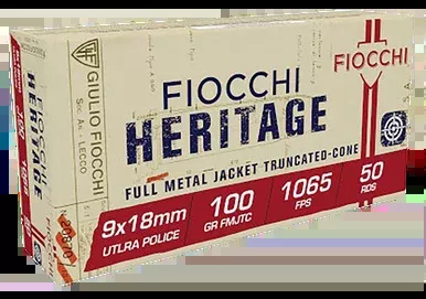 Heritage Ammunition 9x18mm Ultra FMJTC 100 Grain 50/Box
