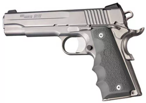 Hogue Overmolded Rubber Grips Finger Grooves Cobblestone Texture Slate Gray Fits 1911 Officer 43002