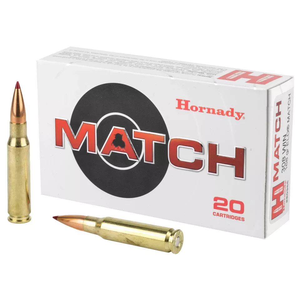 Hornady 308 Winchester 168 Grain ELD Match Ammunition - 20 Rounds/200 Rounds