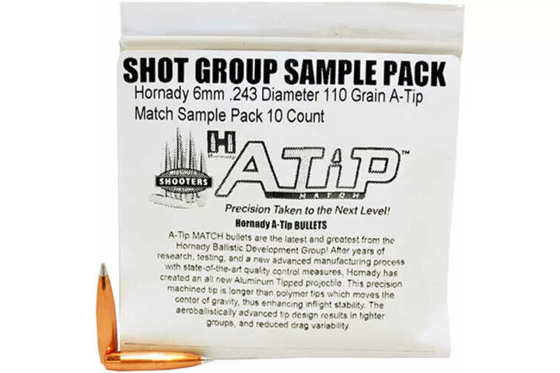 Hornady 6mm .243 Diameter 110 Grain A-Tip Match Sample Pack 10 Count