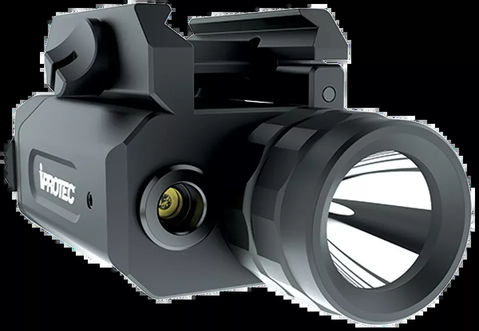 iProtec 6568 RM230LSR Rail-Mount Firearm Light with Red Laser - 230 Lumen Black White Light