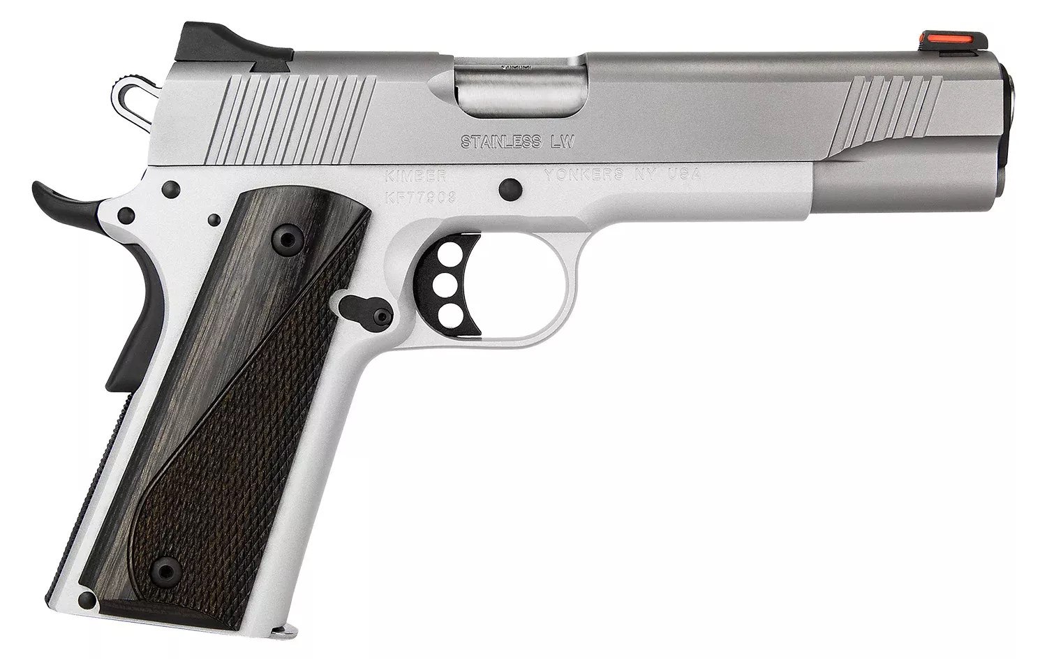 Kimber Mfg, Inc 3700593 LW Arctic 45 ACP 8+1 5″ Stainless Match Grade Barrel, Silver Serrated Stainless Steel Slide, Silver Aluminum Frame w/Beavertail, Black/Gray Laminate Grip
