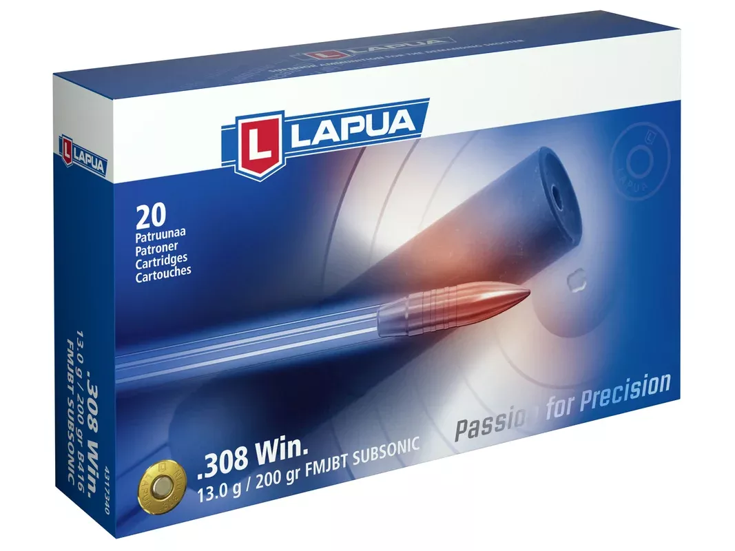 Lapua Subsonic 308 Winchester Ammo 200 Grain Full Metal Jacket Box of 20