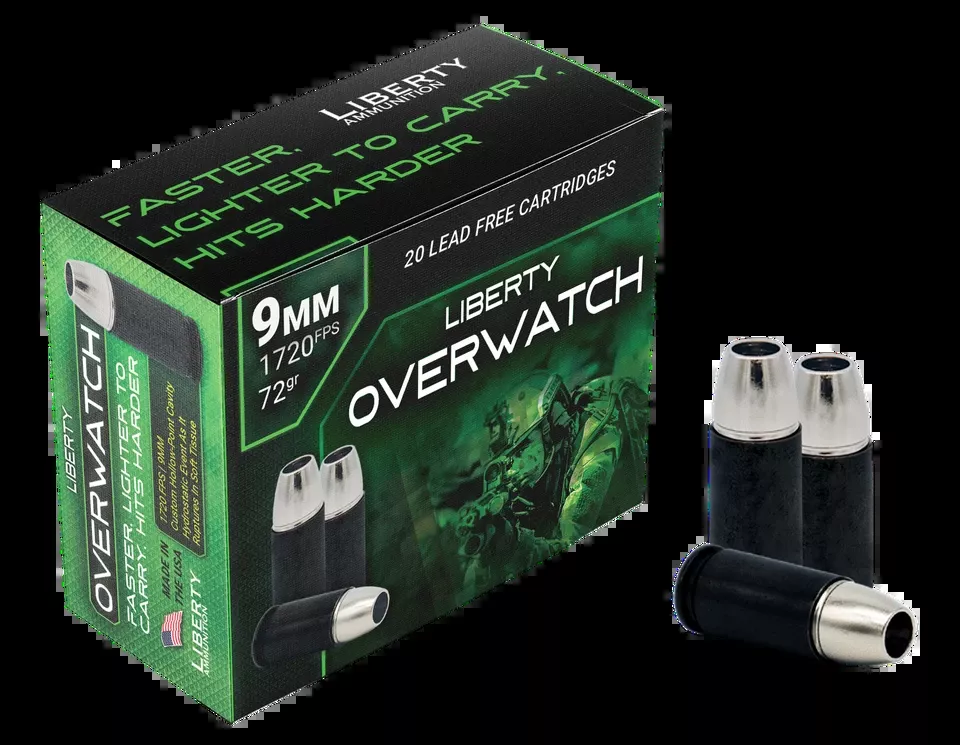 Liberty Ammunition OverWatch 9mm Luger 72gr Open Cavity - 20/Box, 50/Case