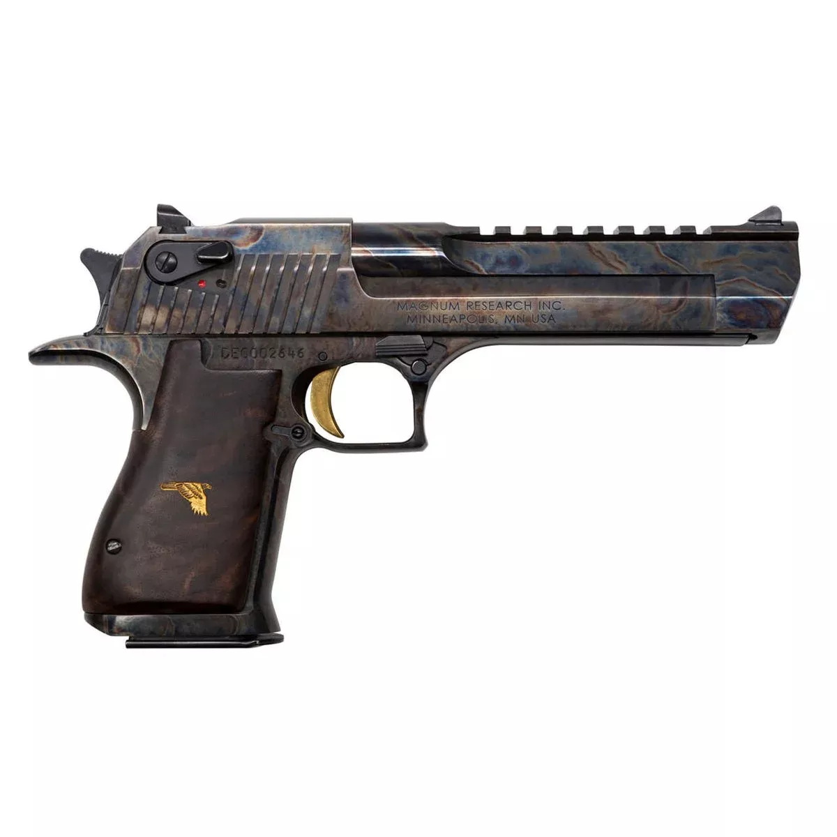 Magnum Research Case Hardened Desert Eagle Mark XIX Handgun .357 Magnum 9rd Magazine 6″ Barrel Walnut Grips