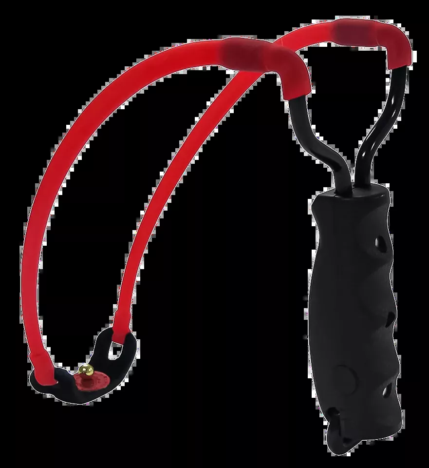 Marksman 3030 Traditional Slingshot with Red Hyper-Velocity Band and Black Molded Handle