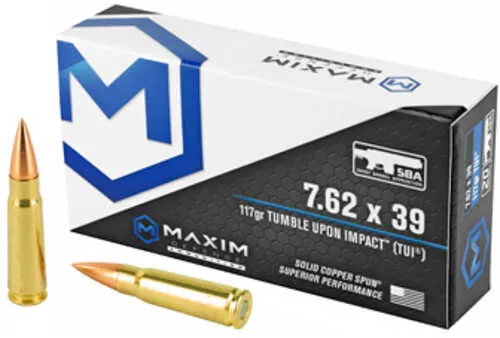 Maxim Defense 7.62x39mm 117 Grain Copper - 20 Rounds for Superior Penetration