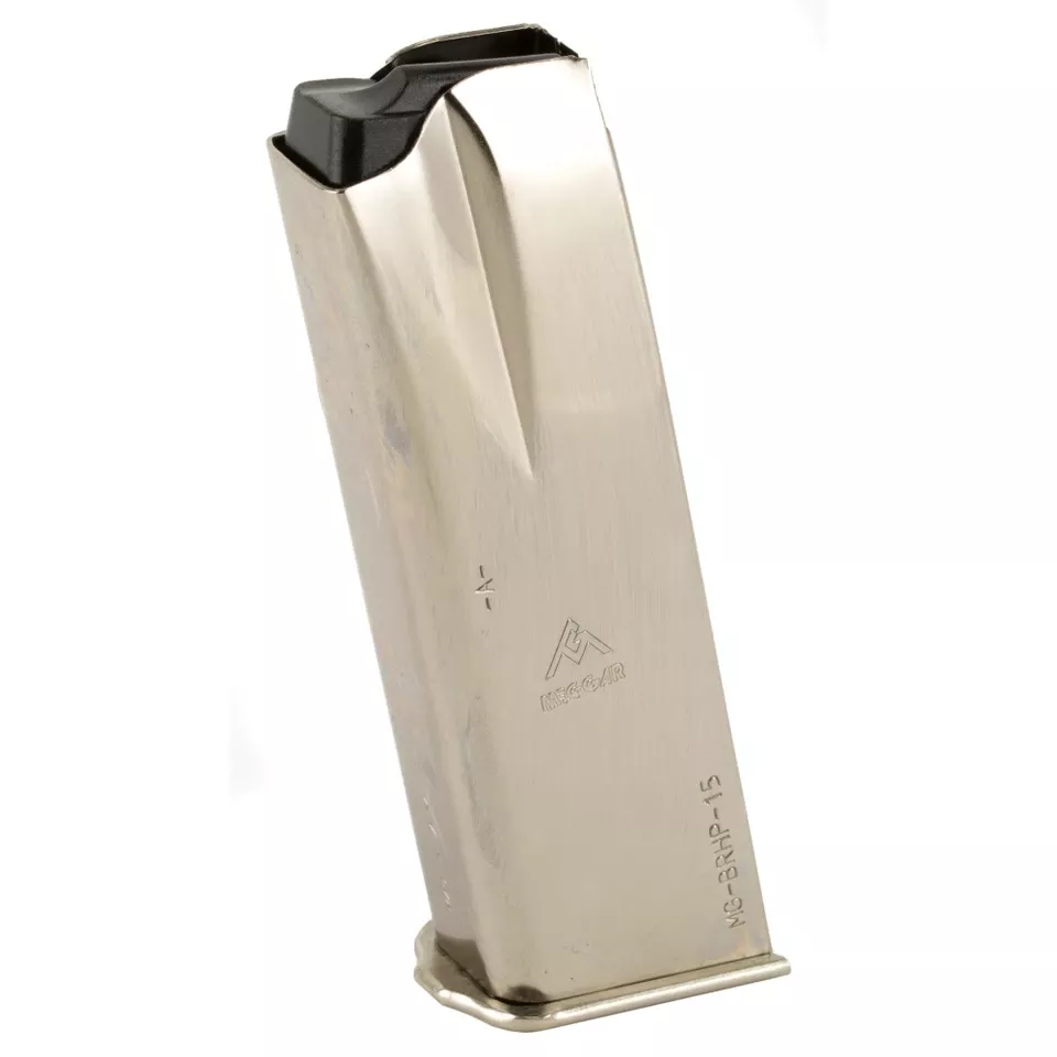 MEC-GAR Magazine for Browning Hi-Power 9mm 15-Round Nickel Finish