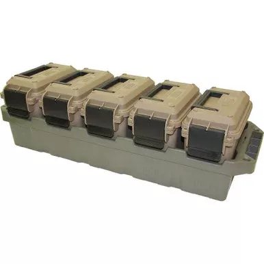 MTM 5-Can Ammo Crate Mini Dark Earth with Green Tray