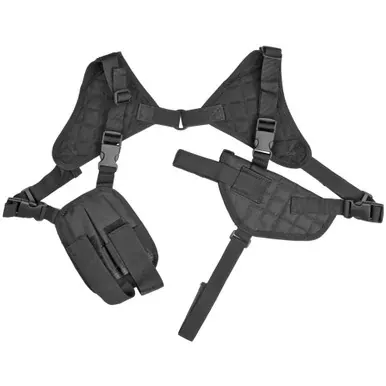 NcSTAR Shoulder Holster | Nylon | Black | Fully Adjustable | Includes Pistol Holster and Dual Magazine Pouch | CV2909