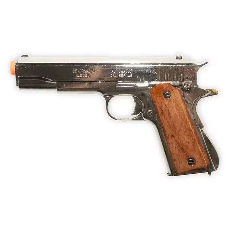 Non-Firing – 1911 Replica | Non-Removable Magazine | Nickel Finish with Wood Grips