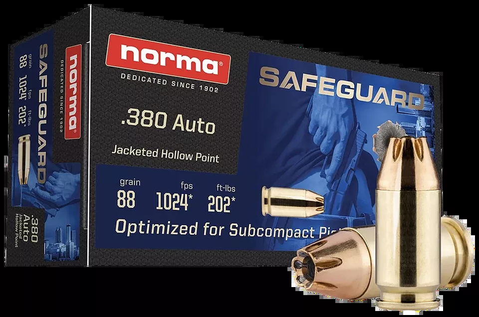 Norma Safeguard 380ACP 88gr JHP Ammo - 50 Rounds Per Box