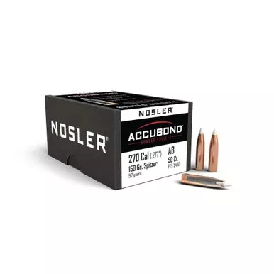 Nosler .270 Cal .277″ 150gr AccuBond Spitzer Point 50/Box