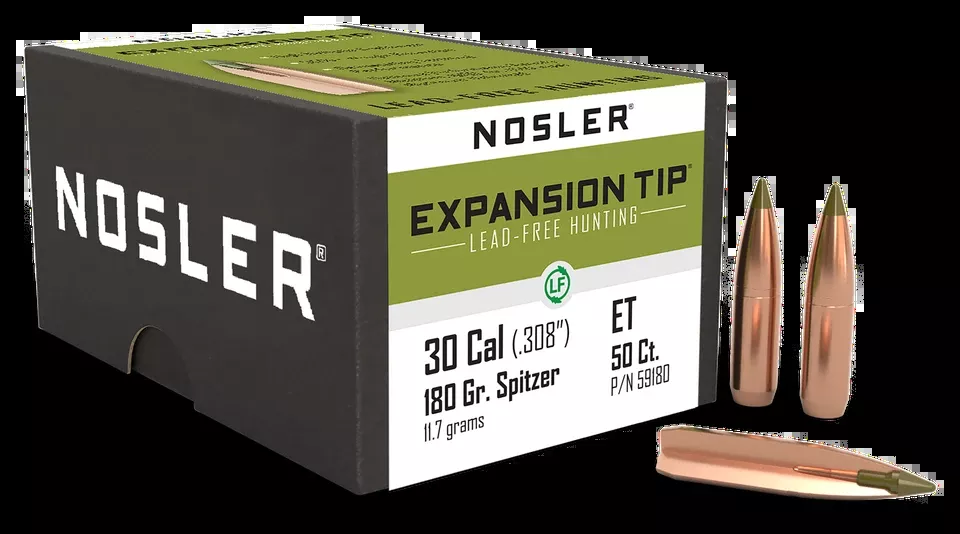 Nosler E-Tip 30 Caliber 180 Grain Spitzer Bullets - 50 Count Box