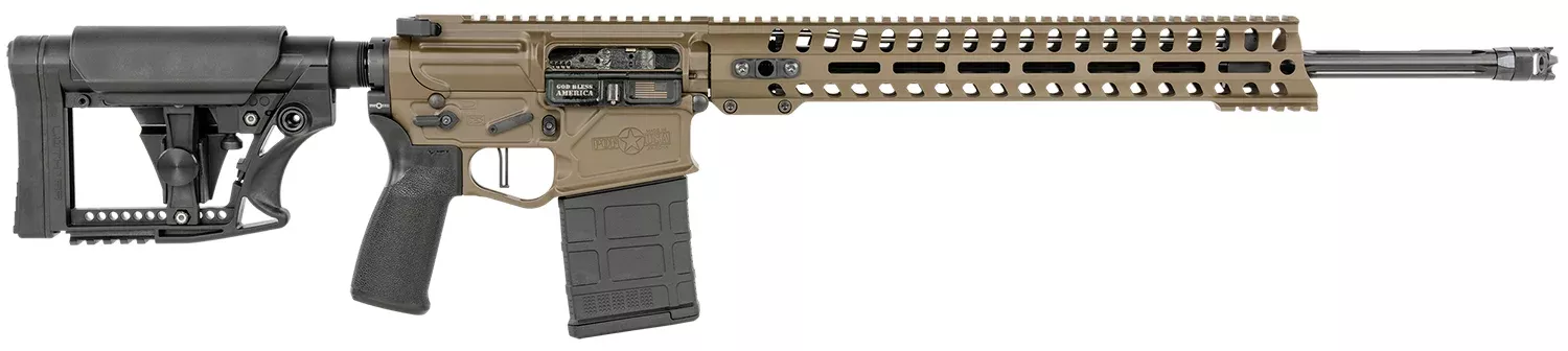Patriot Ordnance Factory 01737 Rogue Prescott 6.5 Creedmoor 20″ DI 20+1 Patriot Brown Rec/14.50″ Renegade M-LOK Stainless Steel Fluted Barrel Black Adjustable Stock Black Polymer MFT Grip Right Hand