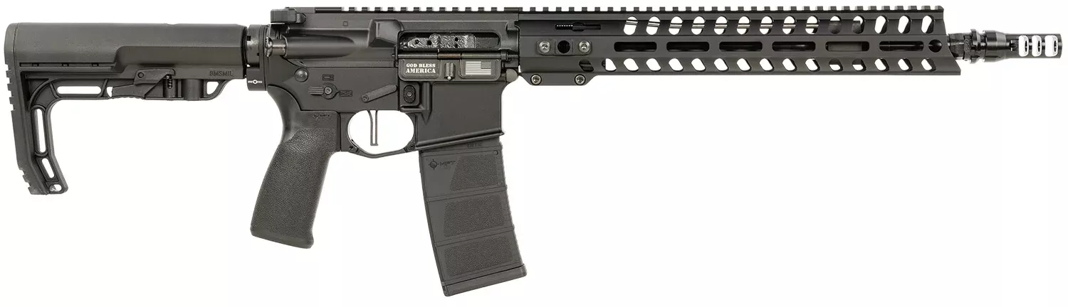 Patriot Ordnance Factory 02045 Minuteman5.56x45mm NATO 30+1 13.75″ Black Steel Threaded Barrel, Black Anodized Aluminum Receiver, 13″ Renegade Rail Handguard