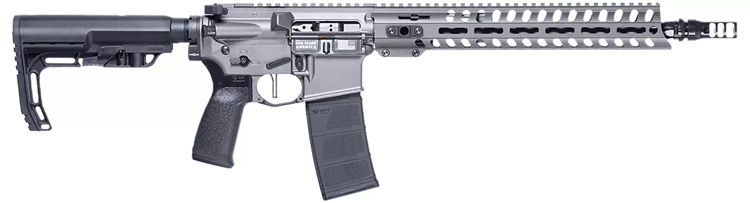 Patriot Ordnance Factory 02049 Minuteman300 Blackout 30+1 13.75″ Black Nitride Barrel/ Tungsten Cerakote Aluminum Receiver Picatinny Rail