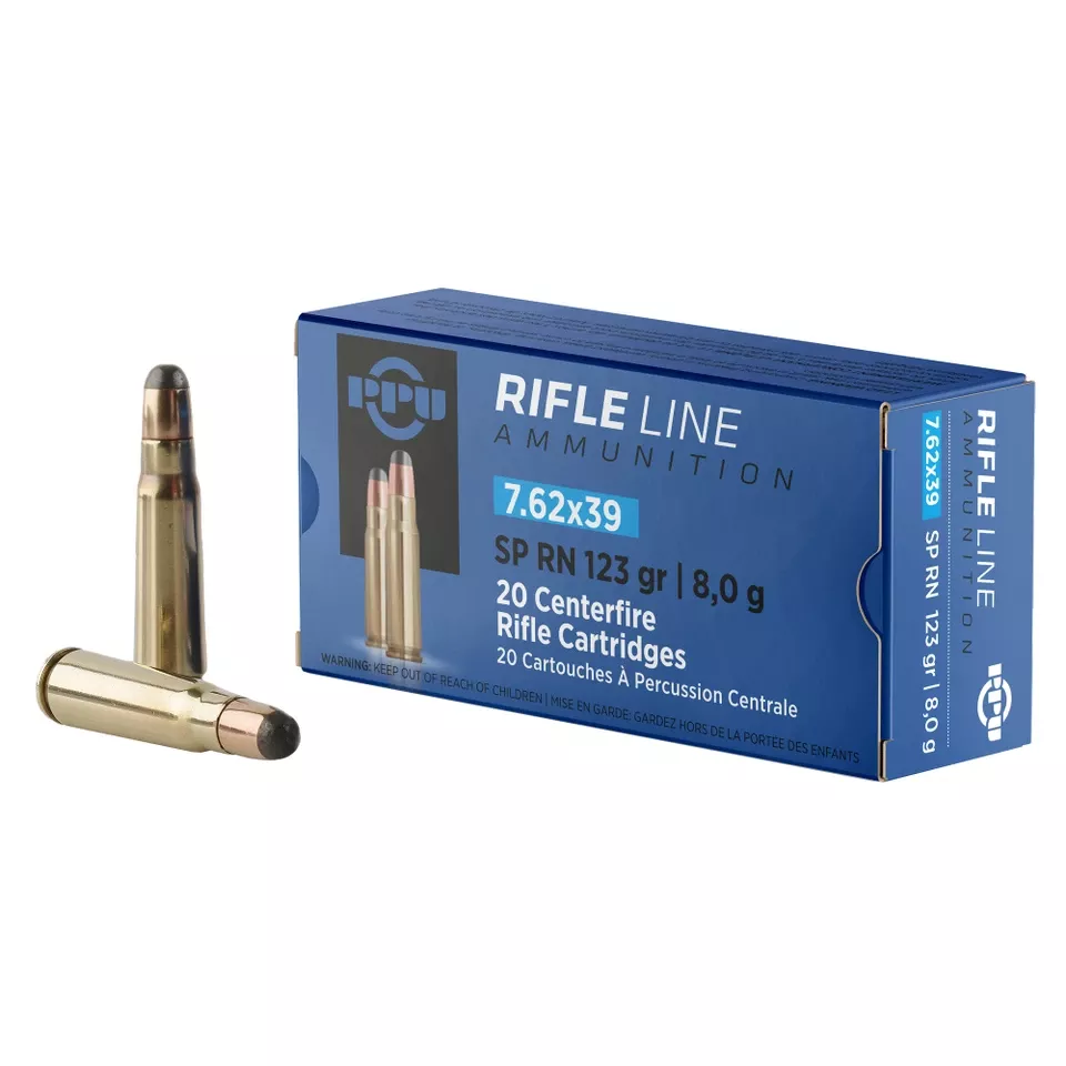 PPU 7.62x39mm 123gr Pointed Soft Point Ammunition - 20 Rounds