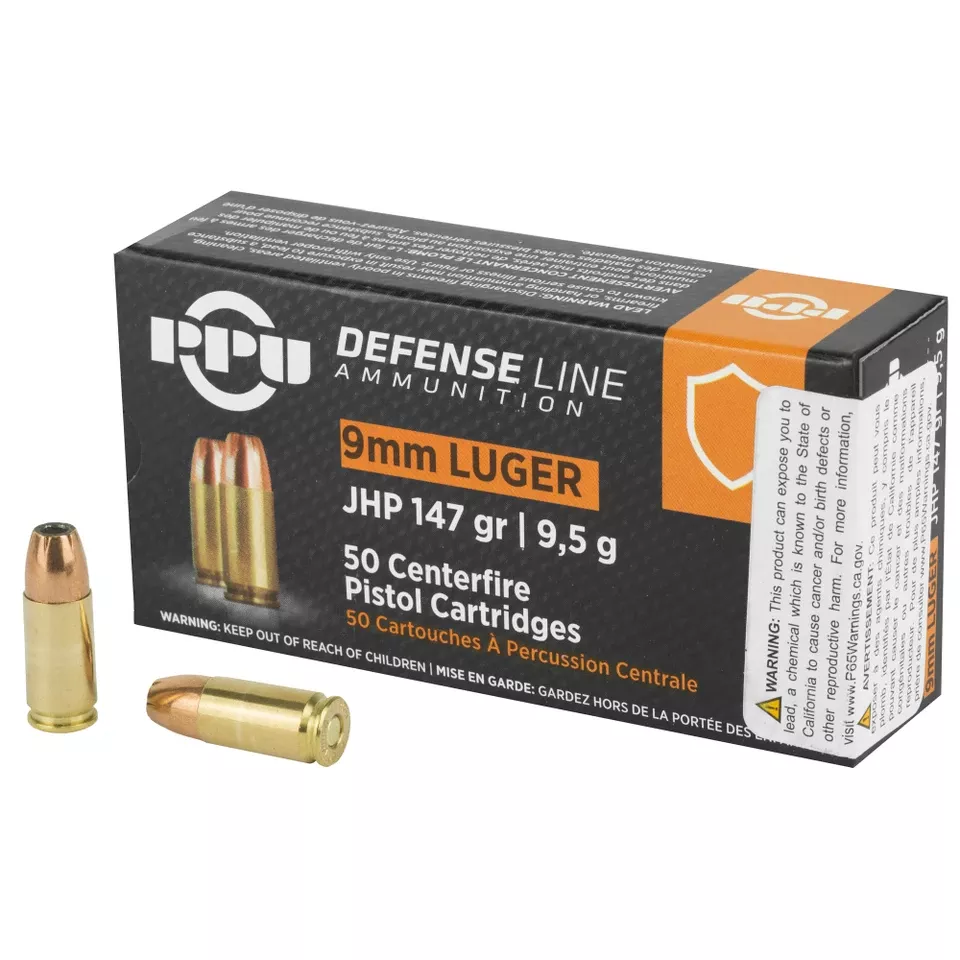 PPU 9MM JHP 147GR Ammunition - 50 Rounds/1000 Rounds Box