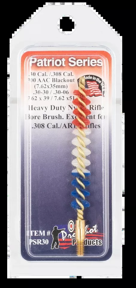 Pro-Shot PSR30 Patriot Series Bore Brush for .30/.308/.300 Blackout/7.62mm Rifles with Nylon Bristles and Brass Core