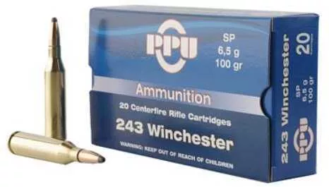 Prvi Partizan 243 Winchester 20 Rounds Ammo - 100 Grain Soft Point for Hunting