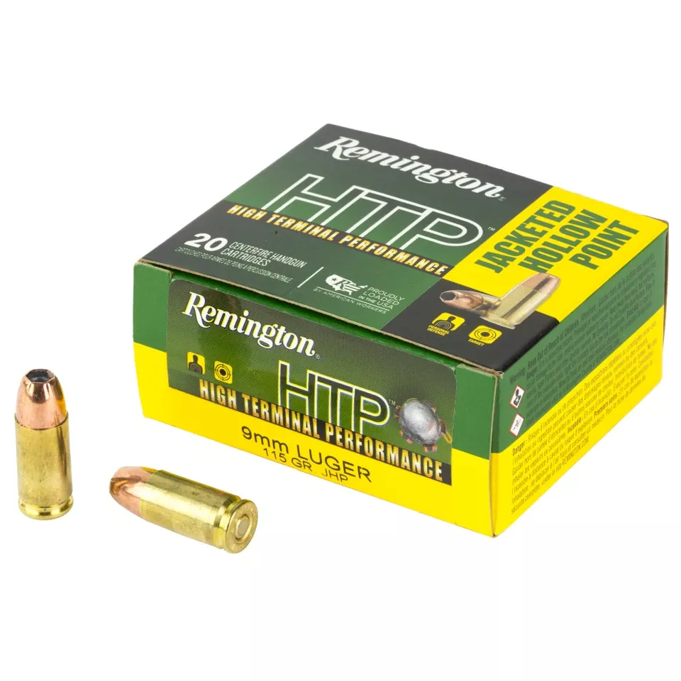 Remington 9mm Luger 115 Grain JHP Ammunition - 20 Rounds/500 Rounds