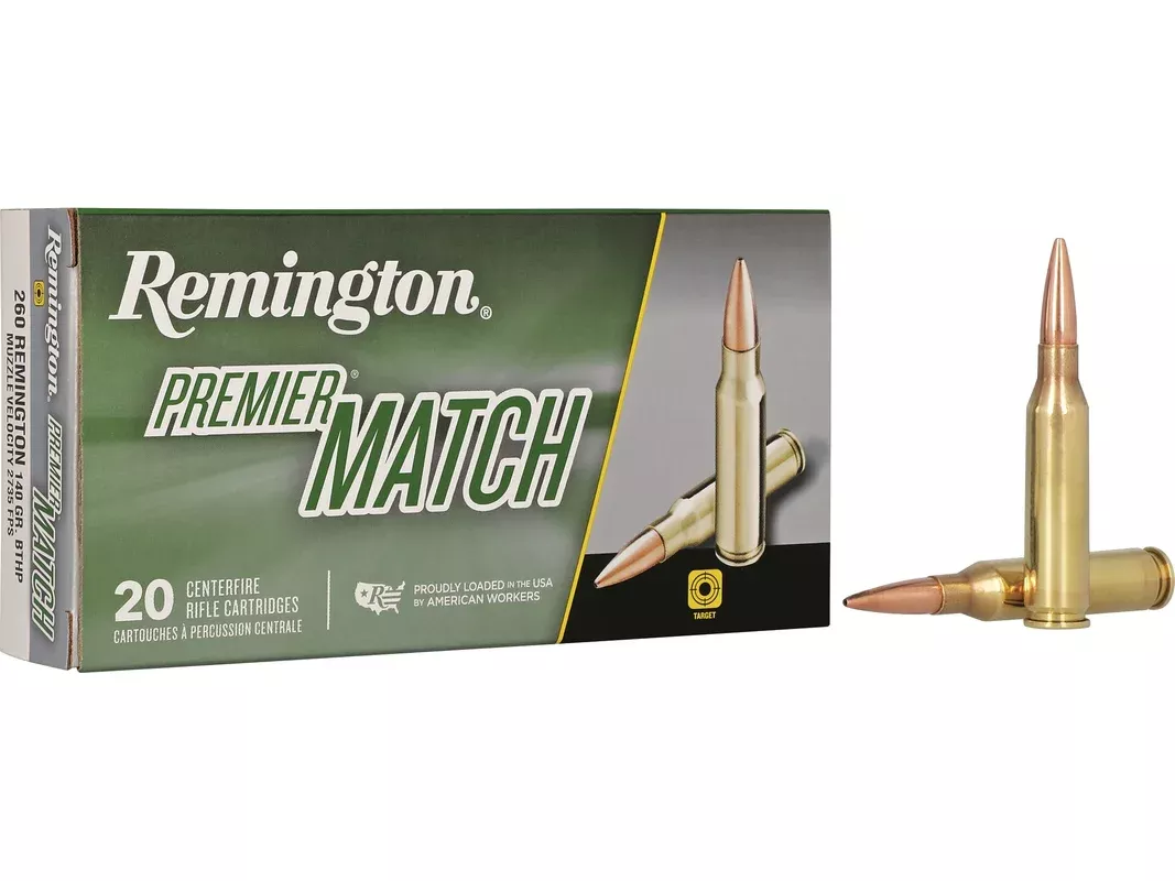Remington Premier Match 260 Remington Ammo 140 Grain Jacketed Hollow Point Box of 20