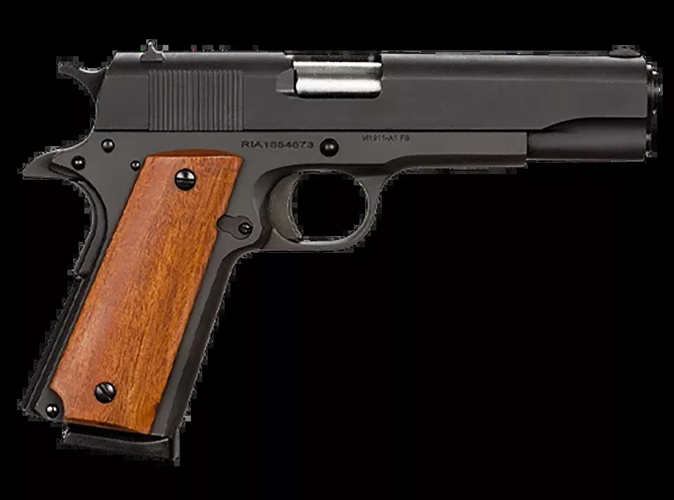 Rock Island 51421MA GI Standard FS .45 ACP, 5" Barrel, 8+1, Black Parkerized, Wood Grip