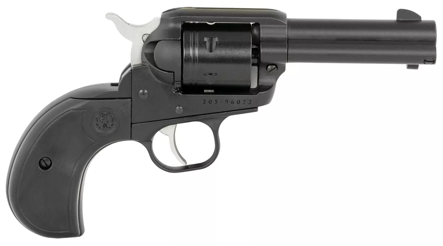 Ruger 2015 Wrangler22 LR 6 Shot 3.75″ Black Cerakote Steel Barrel, Black Cerakote Aluminum Frame, Black Cerakote Cylinder, Black Birdshead Grip, Exposed Hammer