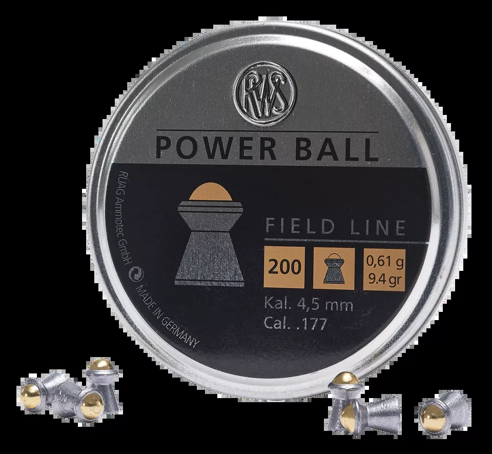 RWS/Umarex 2317414 Power Ball .177 Caliber Steel Lead Domed Pellets - 200 Count Tin