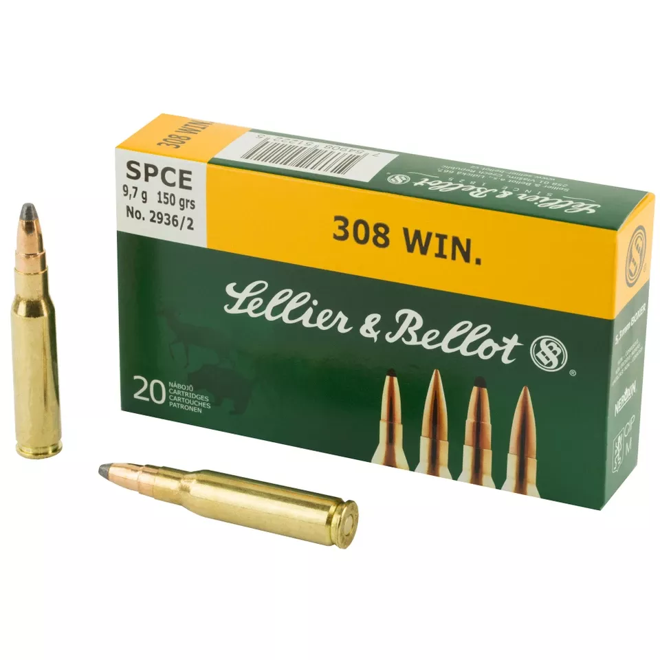 S&B .308 Winchester 150 Grain SPCE Ammunition - 20 Rounds per Box, 500 Rounds per Case