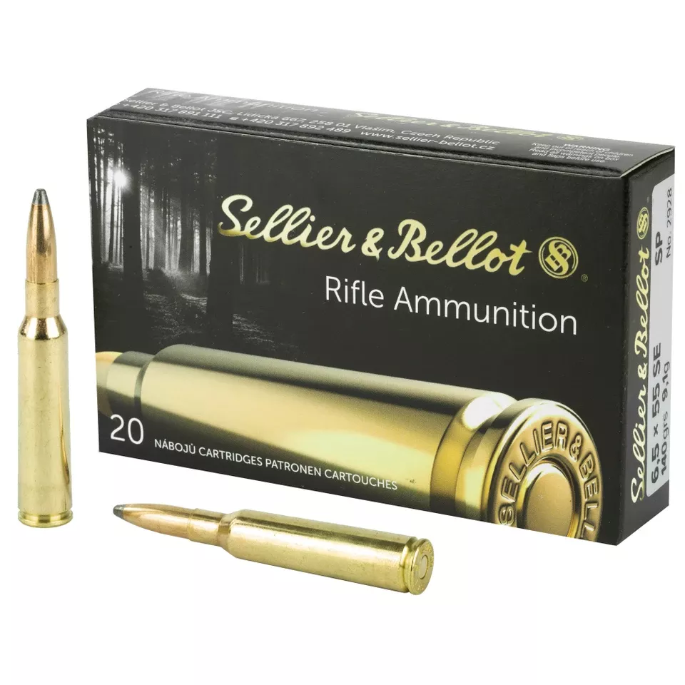 S&B 6.5x55 Swedish 140 Grain Soft Point Ammunition - 20 Rounds/400 Rounds Bulk Pack