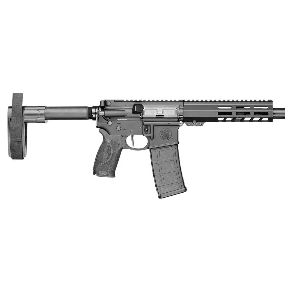 S&W M&P 15 Pistol w/Arm Brace 5.56mm NATO 30rd Magazine 7.5″ Barrel Flat Trigger Black