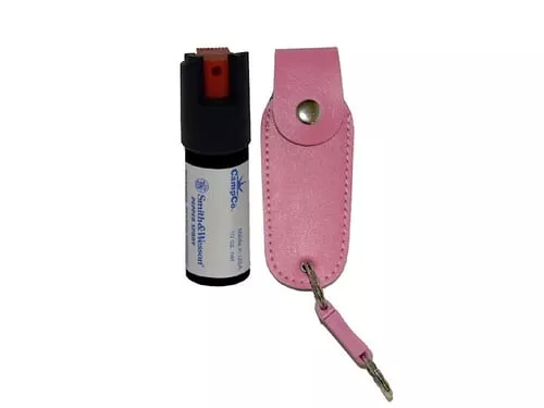 S&W Pepper Spray 1203P Pepper SprayOC Pepper Range 10 ft 0.50 oz Pink Includes Holster/Keychain