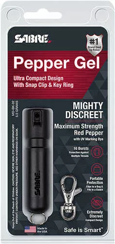 Sabre Mighty Discreet Pepper Gel Spray Close Contact Range Black