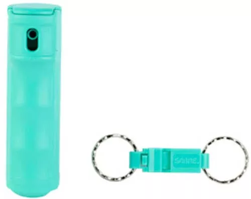Sabre Pepper Gel with Quick Release Whistle Keychain .54 Ounces Mint Matte Finish