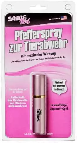 Sabre Pepper Spray Lipstick .75oz Red & UV Dye Pink LS-22-US